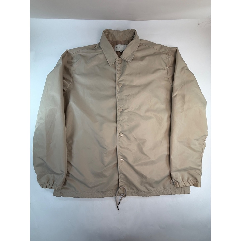 Modern Amusement Mens Tan Snap Front Coaches Jacket XL Beige Windbreaker